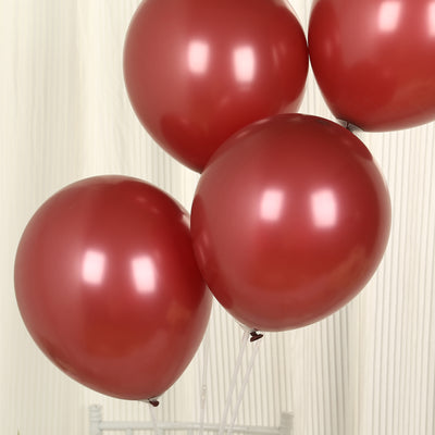 50 Pack Matte Pastel Burgundy Biodegradable Balloons, Round Eco-friendly Thick Latex Party Balloons - 12"