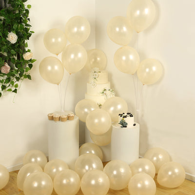 50 Pack Matte Pastel Cream Biodegradable Balloons, Round Eco-friendly Thick Latex Party Balloons - 12"