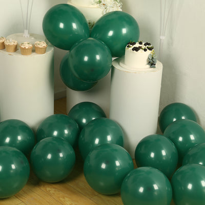 50 Pack Matte Pastel Hunter Emerald Green Biodegradable Balloons, Round Eco-friendly Thick Latex Party Balloons - 12"
