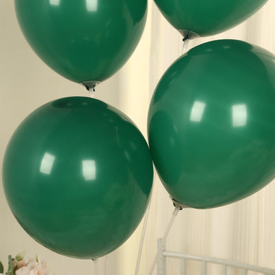 50 Pack Matte Pastel Hunter Emerald Green Biodegradable Balloons, Round Eco-friendly Thick Latex Party Balloons - 12"