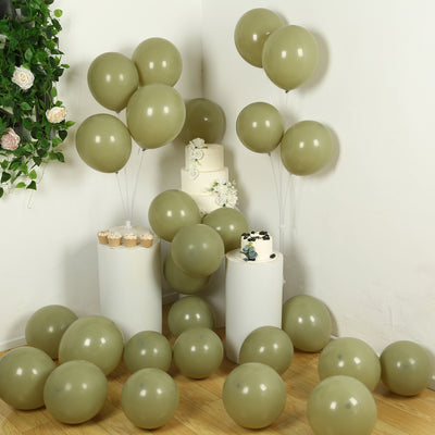 50 Pack Matte Pastel Olive Green Biodegradable Balloons, Round Eco-friendly Thick Latex Party Balloons - 12"