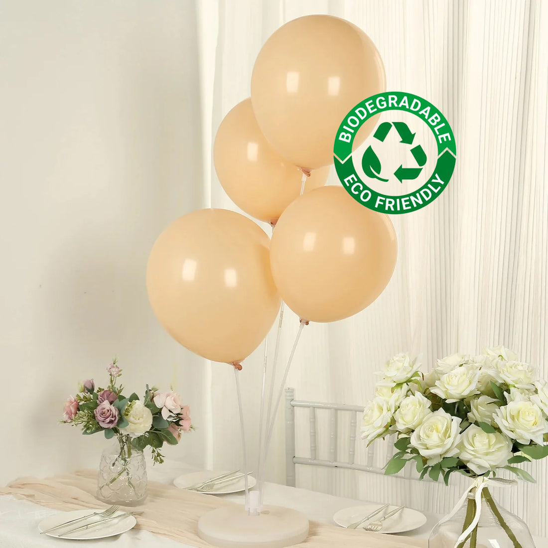 50 Pack Matte Pastel Peach Biodegradable Balloons, Round Eco-friendly