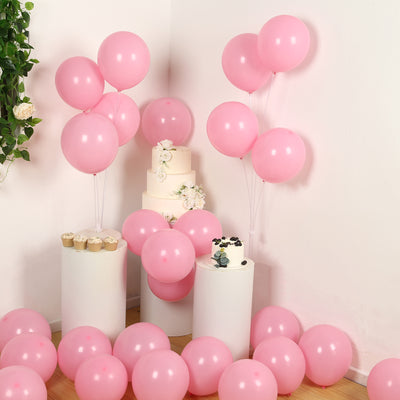 50 Pack Matte Pastel Pink Biodegradable Balloons, Round Eco-friendly Thick Latex Party Balloons - 12"
