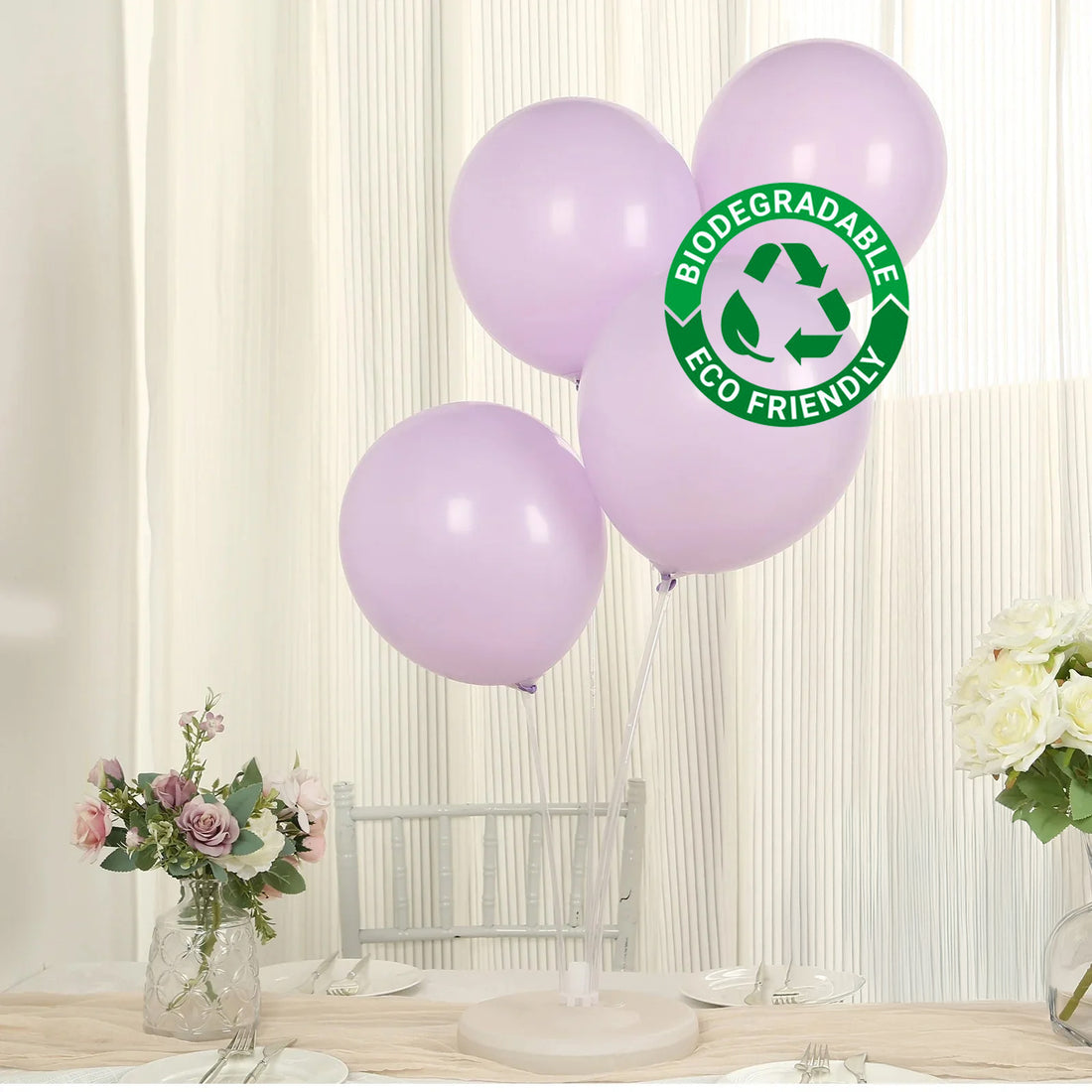 50 Pack Matte Pastel Purple Biodegradable Balloons, Round Eco-friendly