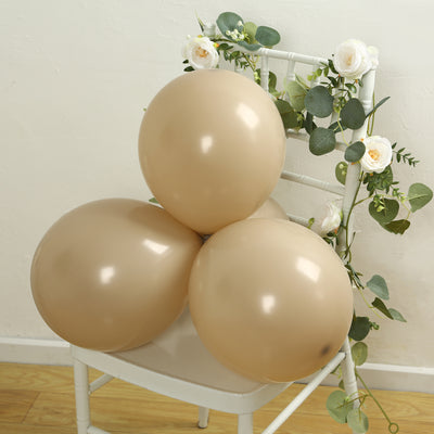 50 Pack Matte Pastel Taupe Biodegradable Balloons, Round Eco-friendly Thick Latex Party Balloons - 12"