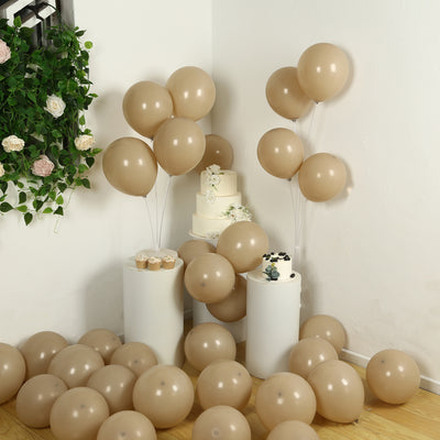 50 Pack Matte Pastel Taupe Biodegradable Balloons, Round Eco-friendly Thick Latex Party Balloons - 12"