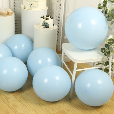 10 Pack Matte Pastel Ice Blue Biodegradable Balloons, Round Eco-friendly Thick Latex Party Balloons - 18"