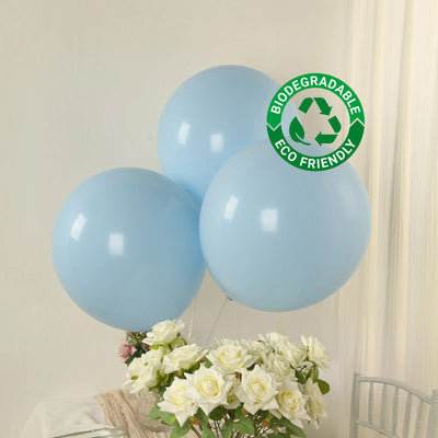 10 Pack Matte Pastel Ice Blue Biodegradable Balloons, Round Eco-friendly Thick Latex Party Balloons - 18"