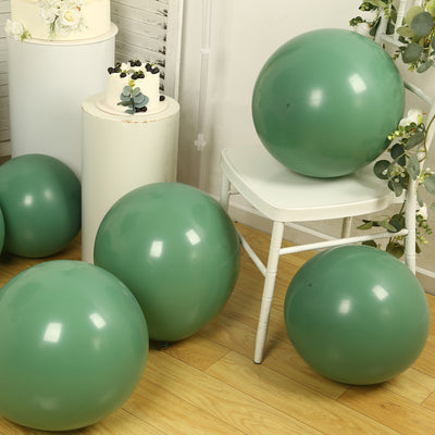 10 Pack Matte Pastel Dusty Sage Green Biodegradable Balloons, Round Eco-friendly Thick Latex Party Balloons - 18"