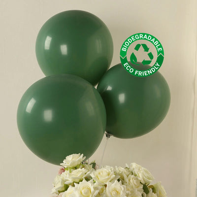 10 Pack Matte Pastel Dusty Sage Green Biodegradable Balloons, Round Eco-friendly Thick Latex Party Balloons - 18"