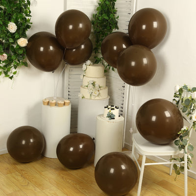 10 Pack Matte Pastel Cinnamon Brown Biodegradable Balloons, Round Eco-friendly Thick Latex Party Balloons - 18"