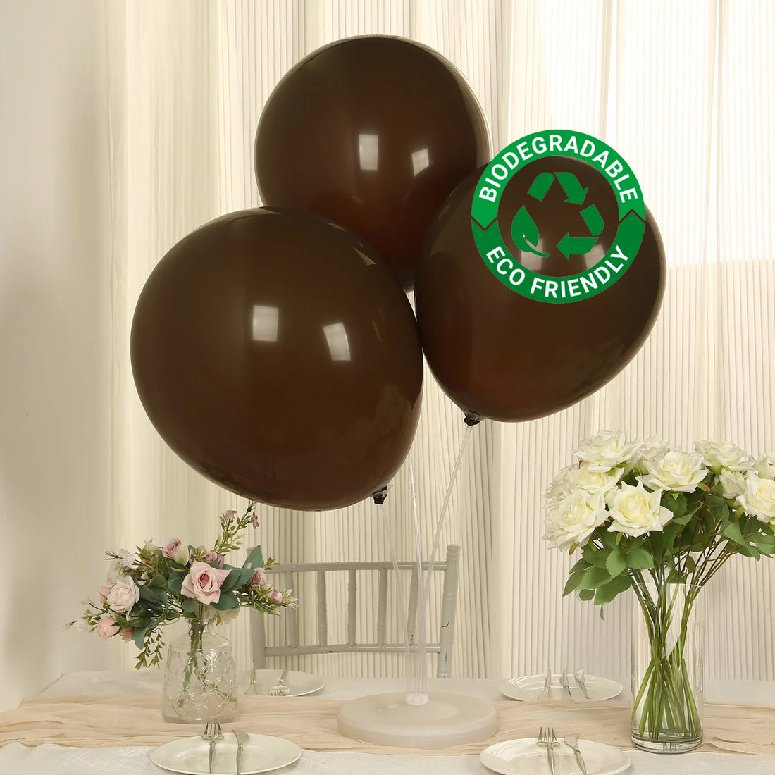 10 Pack Matte Pastel Cinnamon Brown Biodegradable Balloons, Round Eco-friendly