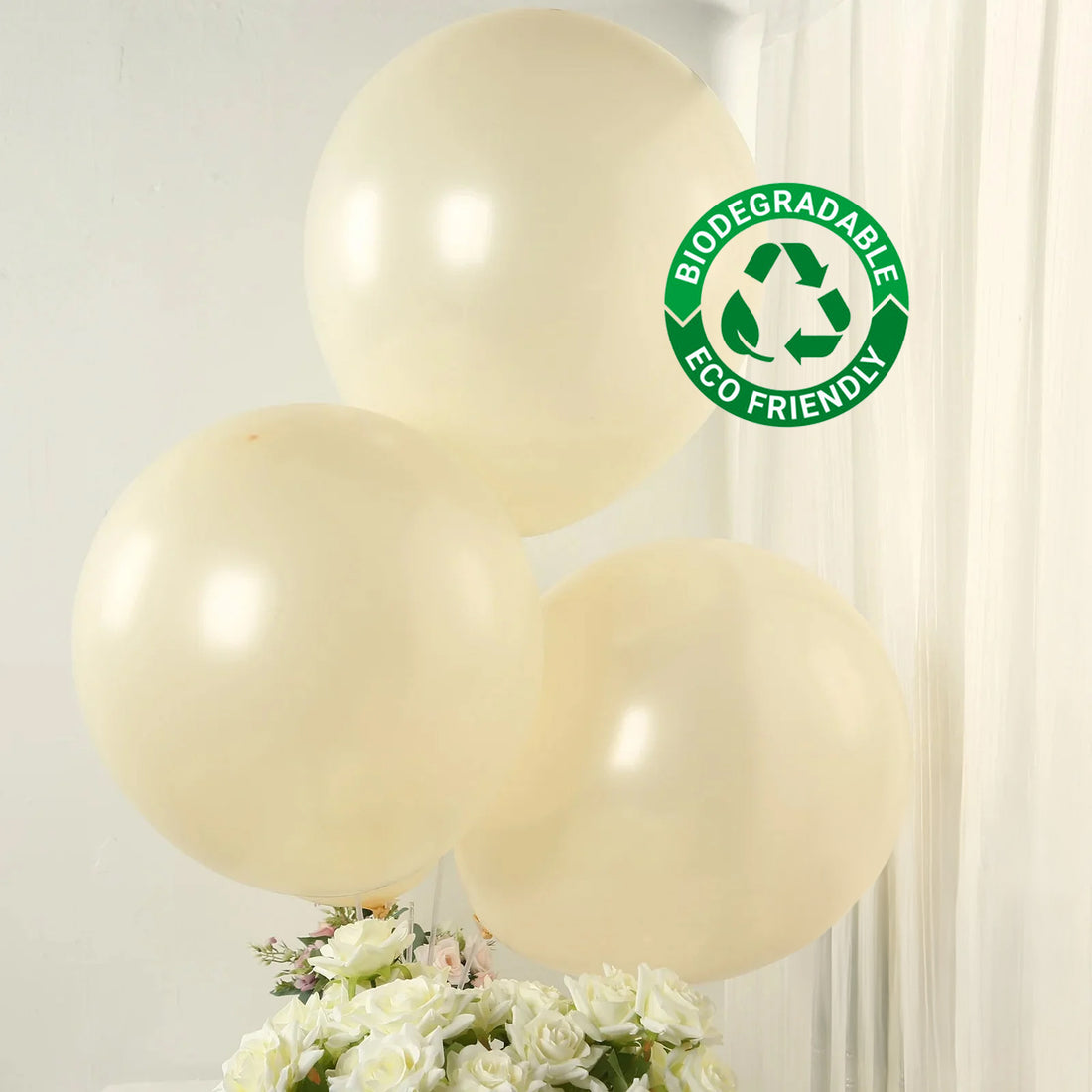 10 Pack Matte Pastel Cream Biodegradable Balloons, Round Eco-friendly