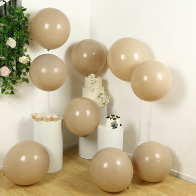 10 Pack Matte Pastel Taupe Biodegradable Balloons, Round Eco-friendly Thick Latex Party Balloons - 18"