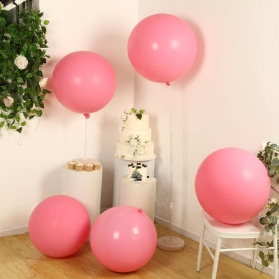 5 Pack Large Matte Pastel Pink Biodegradable Balloons, Round Eco-friendly Thickened Latex Party Balloons - 36"