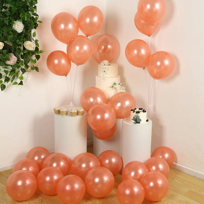 50 Pack Rose Gold Biodegradable Balloons, Eco-friendly Thickened Extra Strong Latex Helium Party Balloons - 12"