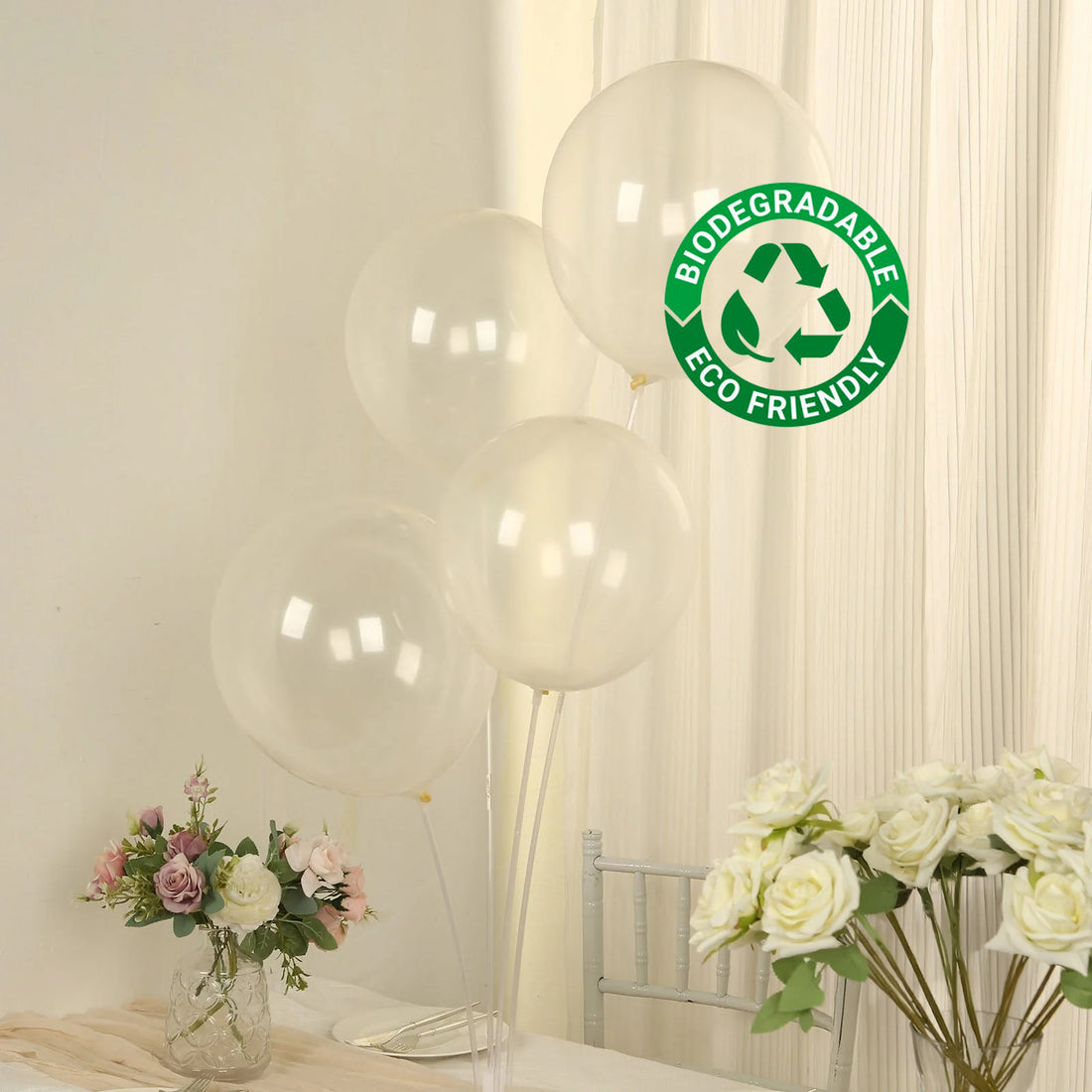 50 Pack Clear Biodegradable Balloons, Eco-friendly Thickened Extra Strong Latex