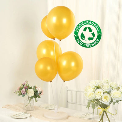 50 Pack Gold Biodegradable Balloons, Eco-friendly Thickened Extra Strong Latex Helium Party Balloons - 12"