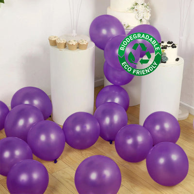 50 Pack Purple Biodegradable Balloons, Eco-friendly Thickened Extra Strong Latex Helium Party Balloons - 12"