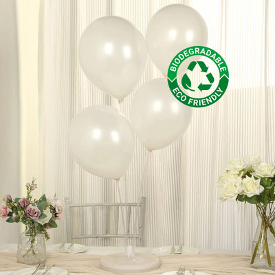 50 Pack White Biodegradable Balloons, Eco-friendly Thickened Extra Strong Latex Helium Party Balloons - 12"