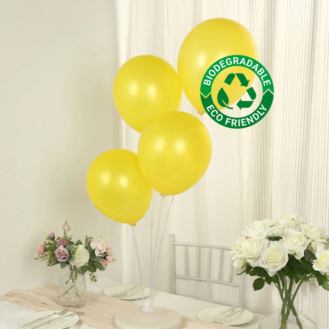 50 Pack Yellow Biodegradable Balloons, Eco-friendly Thickened Extra Strong Latex Helium