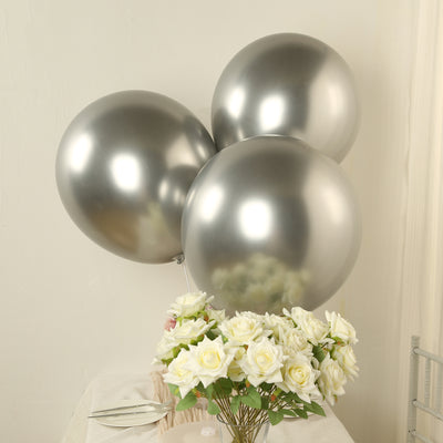 10 Pack Silver Biodegradable Balloons, Eco-friendly Thickened Extra Strong Latex Helium Party Balloons - 18"