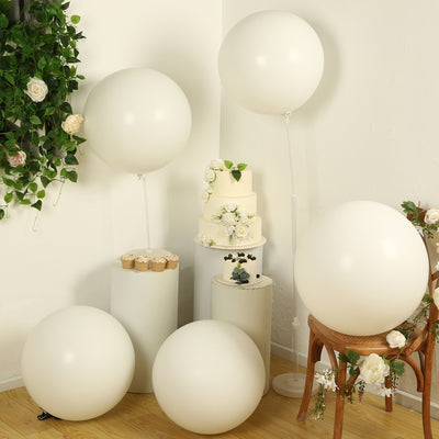 5 Pack Large Off White Biodegradable Balloons, Eco-friendly Thickened Extra Strong Latex Helium Party Balloons - 36"