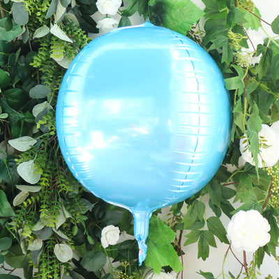 2 Pack Metallic Blue Sphere Mylar Foil Helium or Air Balloons 14" 4D