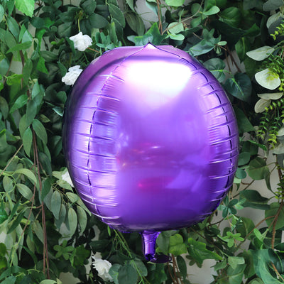 2 Pack Shiny Purple Sphere Mylar Foil Helium or Air Balloons 14" 4D