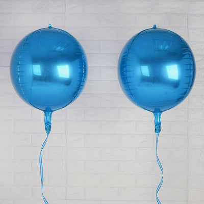 2 Pack Royal Blue Sphere Mylar Foil Helium or Air Balloons 14" 4D