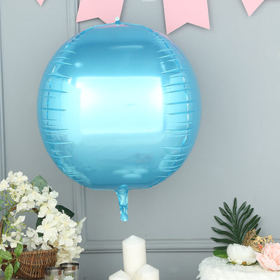 2 Pack Metallic Blue Sphere Mylar Foil Helium or Air Balloons 18" 4D