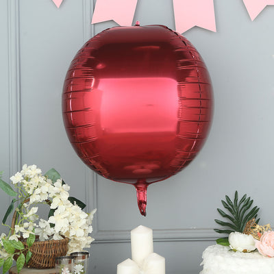 2 Pack Burgundy Sphere Mylar Foil Helium or Air Balloons 18" 4D