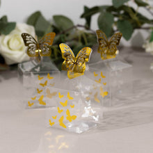 25 Pack Clear Plastic Square Candy Gift Boxes with Gold Butterfly Top, Transparent Party Favor Treat