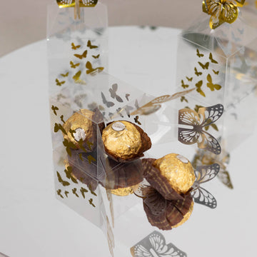 Versatile and Stylish Clear Gold Butterfly Party Favor Boxes