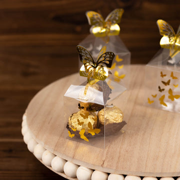 Elegant Presentation with Clear Gold Butterfly Candy Gift Boxes