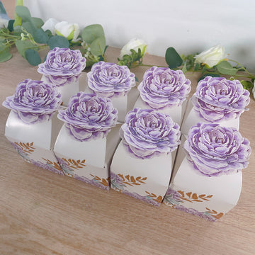 <h3 style="margin-left:0px;"><strong>Delightful Lavender Peony Floral Top Party Favor Boxes</strong>