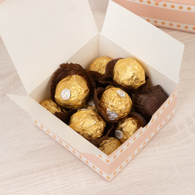 25-Pack Favor Boxes Vintage Rose Floral – Dusty Rose Cardstock Gift Boxes for Treats, Chocolates, Macarons & Small Gifts - 4"x4"x2"