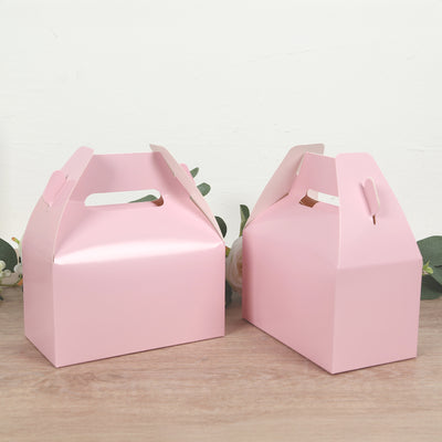 25 Pack Party Favor Gift Tote Gable Boxes, Blush Candy Treat Boxes 6"x3.5"x7"