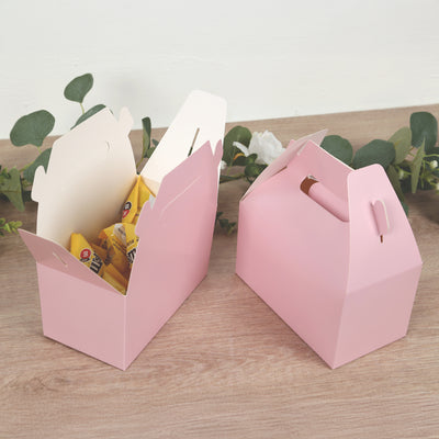 25 Pack Party Favor Gift Tote Gable Boxes, Blush Candy Treat Boxes 6"x3.5"x7"
