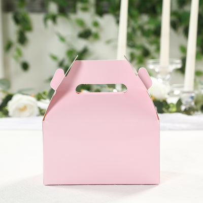 25 Pack Party Favor Gift Tote Gable Boxes, Blush Candy Treat Boxes 6"x3.5"x7"