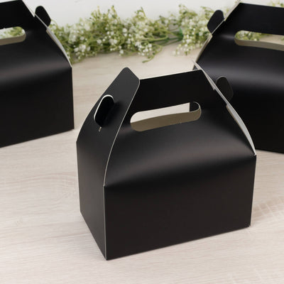 25 Pack Party Favor Gift Tote Gable Boxes, Matte Black Candy Treat Boxes - 6"x3.5"x7"