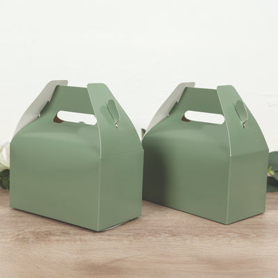 25 Pack Party Favor Gift Tote Gable Boxes, Dusty Sage Green Candy Treat Boxes 6"x3.5"x7"