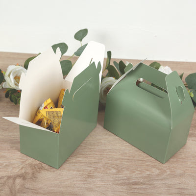 25 Pack Party Favor Gift Tote Gable Boxes, Dusty Sage Green Candy Treat Boxes 6"x3.5"x7"