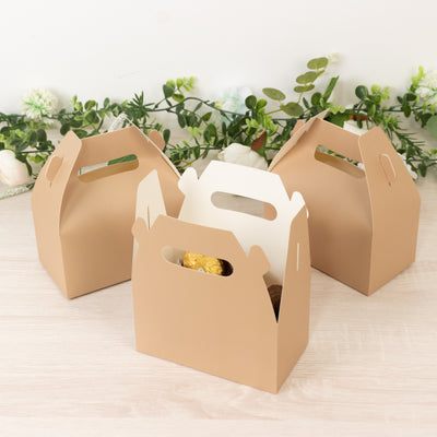 25 Pack Party Favor Gift Tote Gable Boxes, Matte Nude Candy Treat Boxes - 6"x3.5"x7"