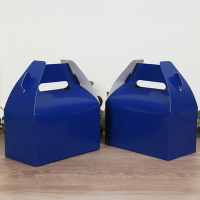25 Pack Party Favor Gift Tote Gable Boxes, Royal Blue Candy Treat Boxes 6"x3.5"x7"