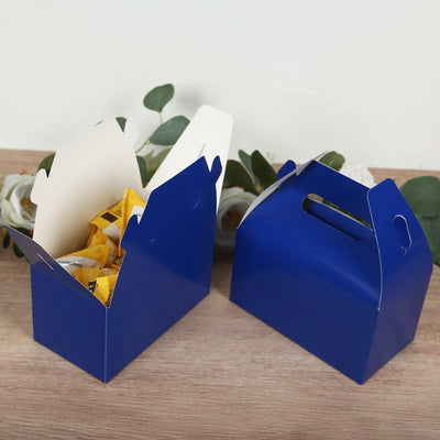 25 Pack Party Favor Gift Tote Gable Boxes, Royal Blue Candy Treat Boxes 6"x3.5"x7"
