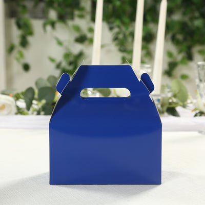 25 Pack Party Favor Gift Tote Gable Boxes, Royal Blue Candy Treat Boxes 6"x3.5"x7"