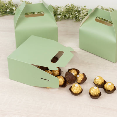 25 Pack Party Favor Gift Tote Gable Boxes, Matte Sage Green Candy Treat Boxes - 6"x3.5"x7"