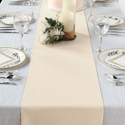 Polyester Table Runner 12"x108" Beige - Wrinkle-Resistant & Durable Table Decor