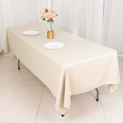 Scuba Rectangular Tablecloth 60"x102" Beige - Wrinkle Free Table Cover